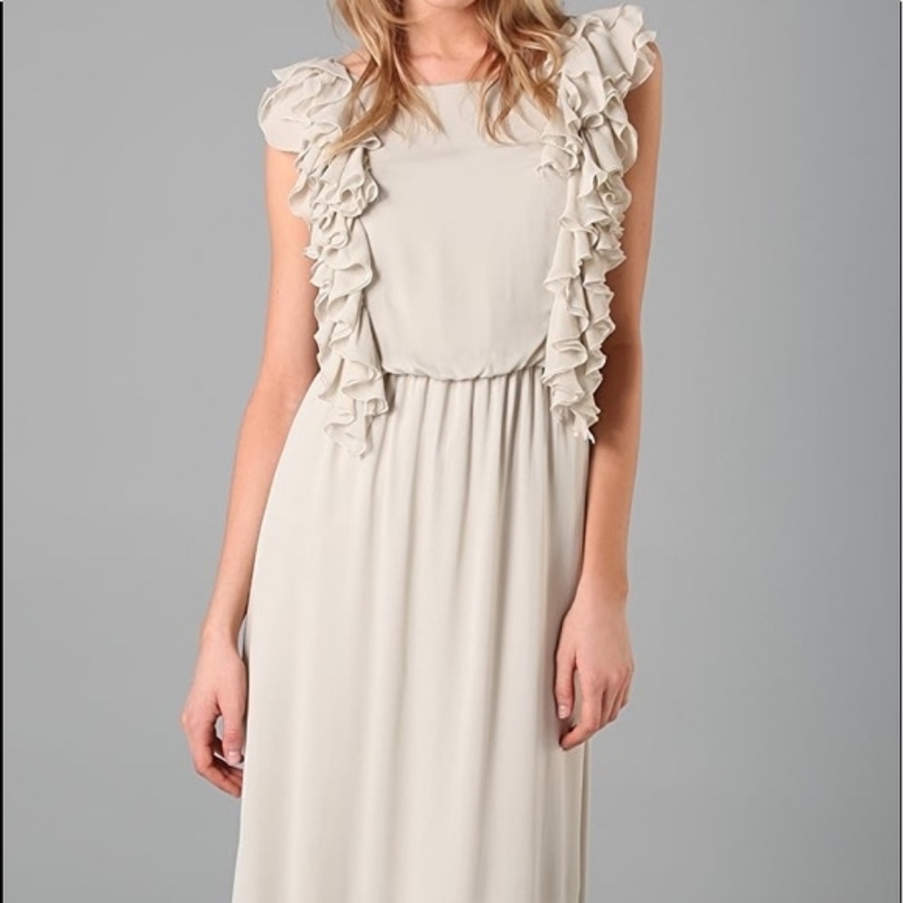 Alice and Olivia Beige Silk Maxi Dress Size XS